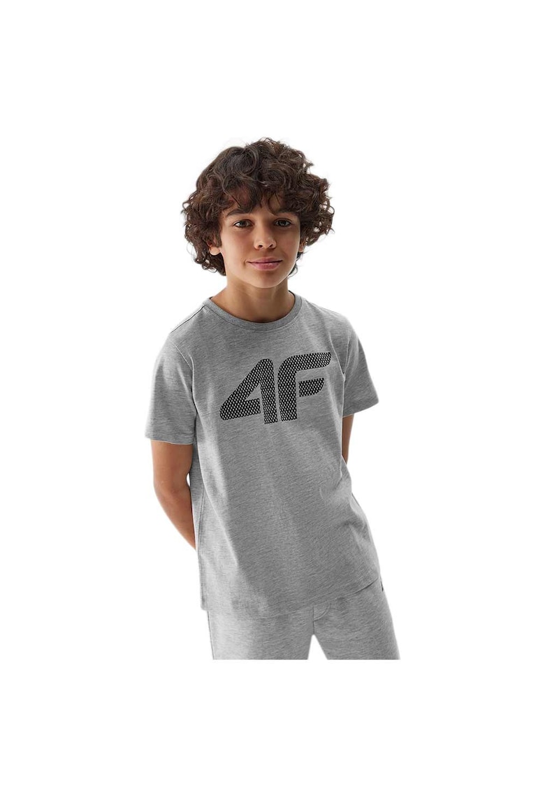 Tricou copii gri - bumbac - croiala regulata - decolteu rotund - 4FJWSS24TTSHM1115