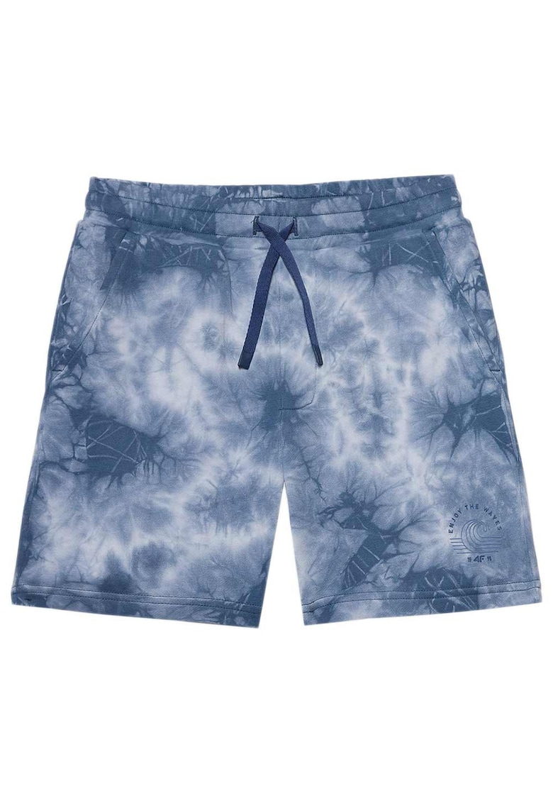 Pantaloni scurti copii 2 buzunare laterale - albastru/alb - bumbac/poliester