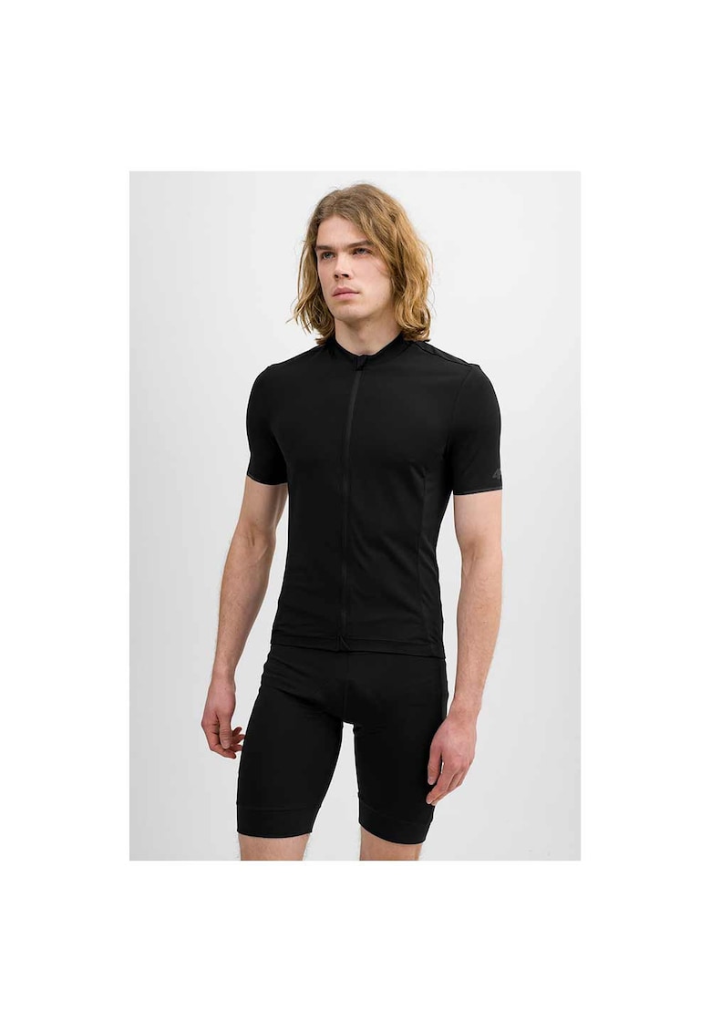 Tricou sport barbati slim fit - cu fermoar - 3 buzunare - ventilatie - poliester-elastan -