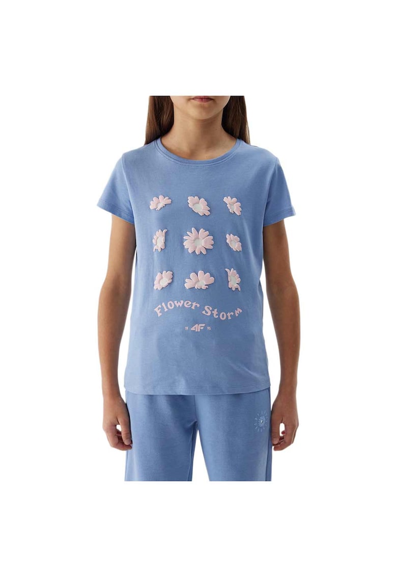 Tricou copii croiala regulata - decolteu rotund - albastru - bumbac - 4FJWSS24TTSHF1150