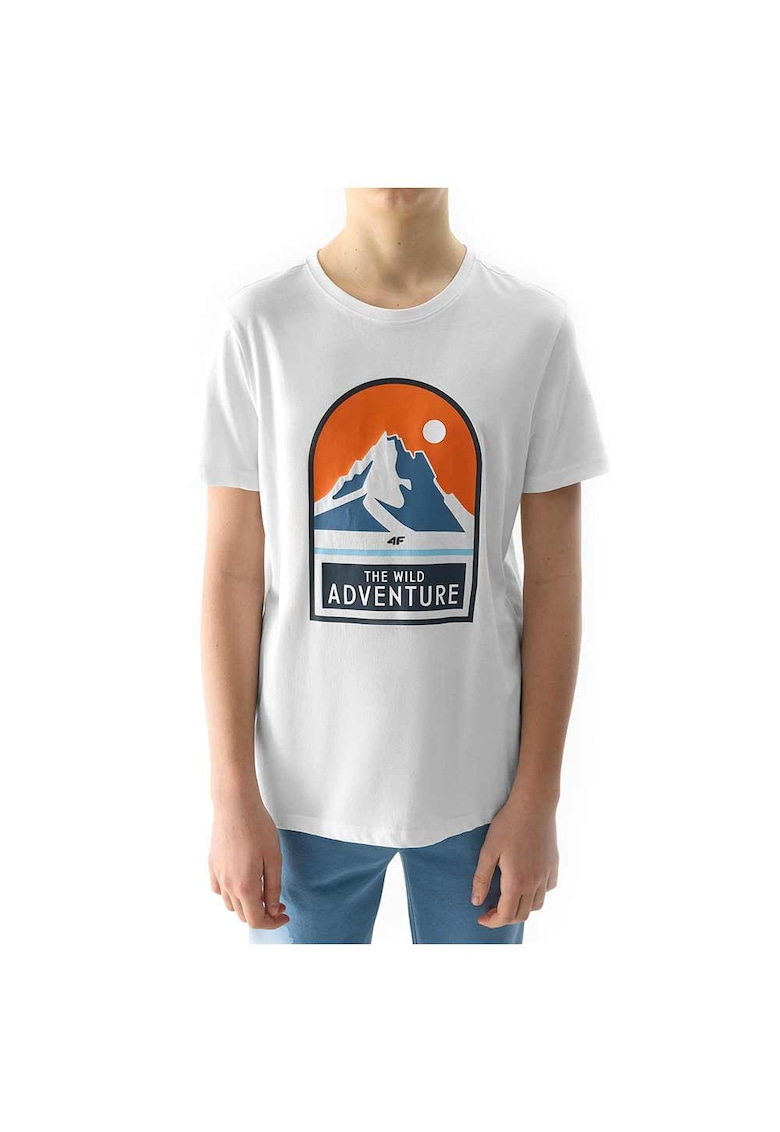 Tricou copii croiala regulata - alb - bumbac - 4FJWSS24TTSHM1132