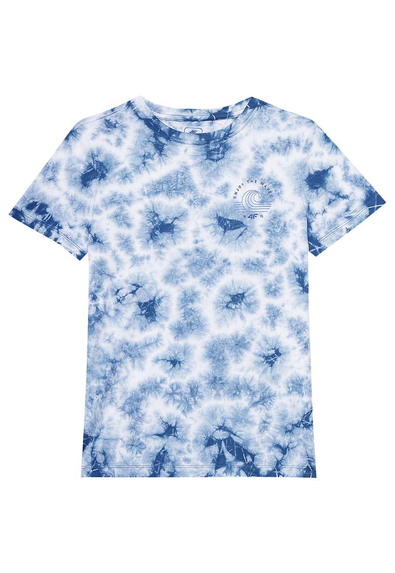 Tricou copii croiala regulata - decolteu rotund - albastru/alb - bumbac - 4FJWSS24TTSHM1129