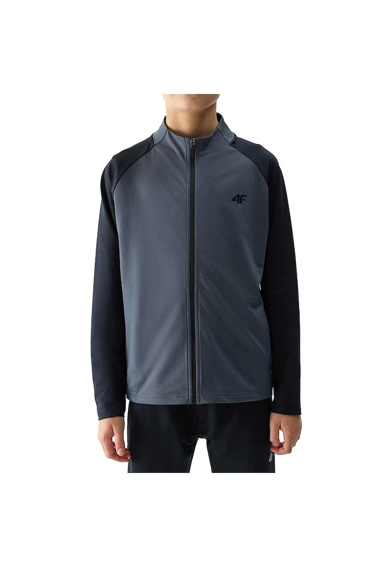 Hanorac sport copii gluga - 2 buzunare - poliester-elastan - gri