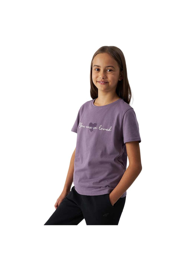Tricou copii bumbac - violet - maneca scurta - 4FJWAW24TTSHF1545