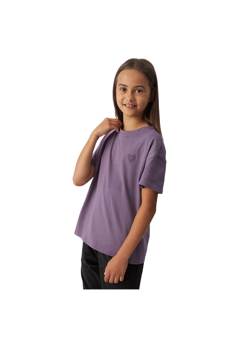 Tricou pentru copii croiala lejera - decolteu rotund - violet - bumbac - 4FJWAW24TTSHF1546 -