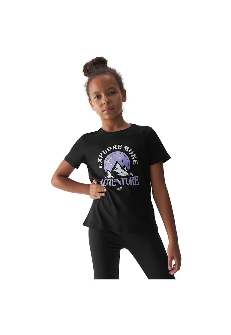 Tricou copii negru - bumbac - pentru fete