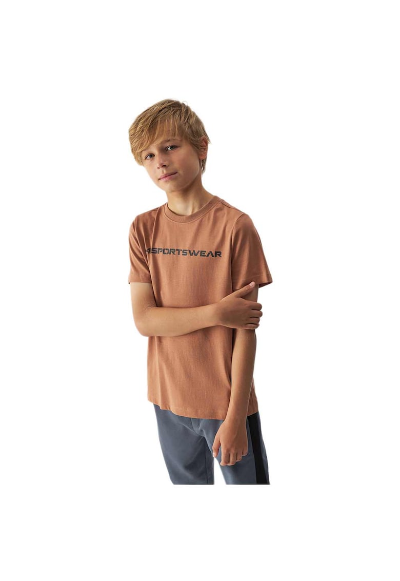 Tricou copii bumbac - croiala regulata - decolteu rotund - maro