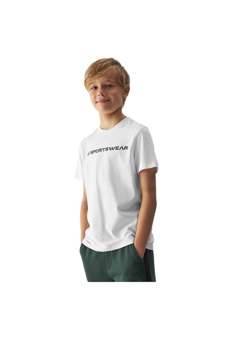 Tricou copii bumbac - alb - croiala regulata - decolteu rotund - 4FJWAW24TTSHM1552