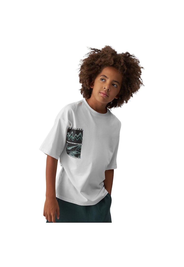 Tricou copii alb - bumbac - croiala lejera - decolteu rotund - 4FJWAW24TTSHM1557