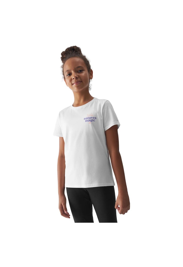 Tricou copii bumbac - alb - maneca scurta - 4FJWAW24TTSHF1549