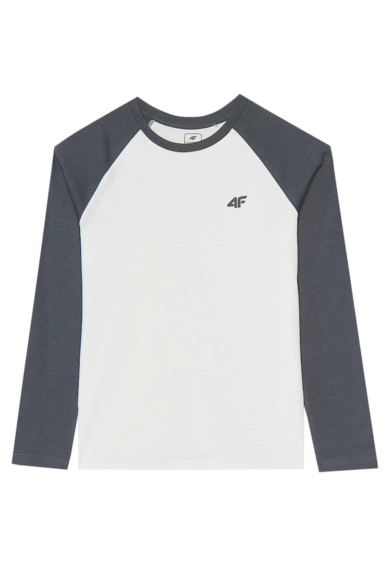 Bluza cu maneca lunga pentru copii 4FJWAW24TLONM293 - bumbac - alb/gri