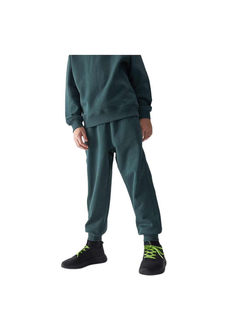 Pantaloni sport copii croiala lejera - talie elastica - bumbac/poliester - verde
