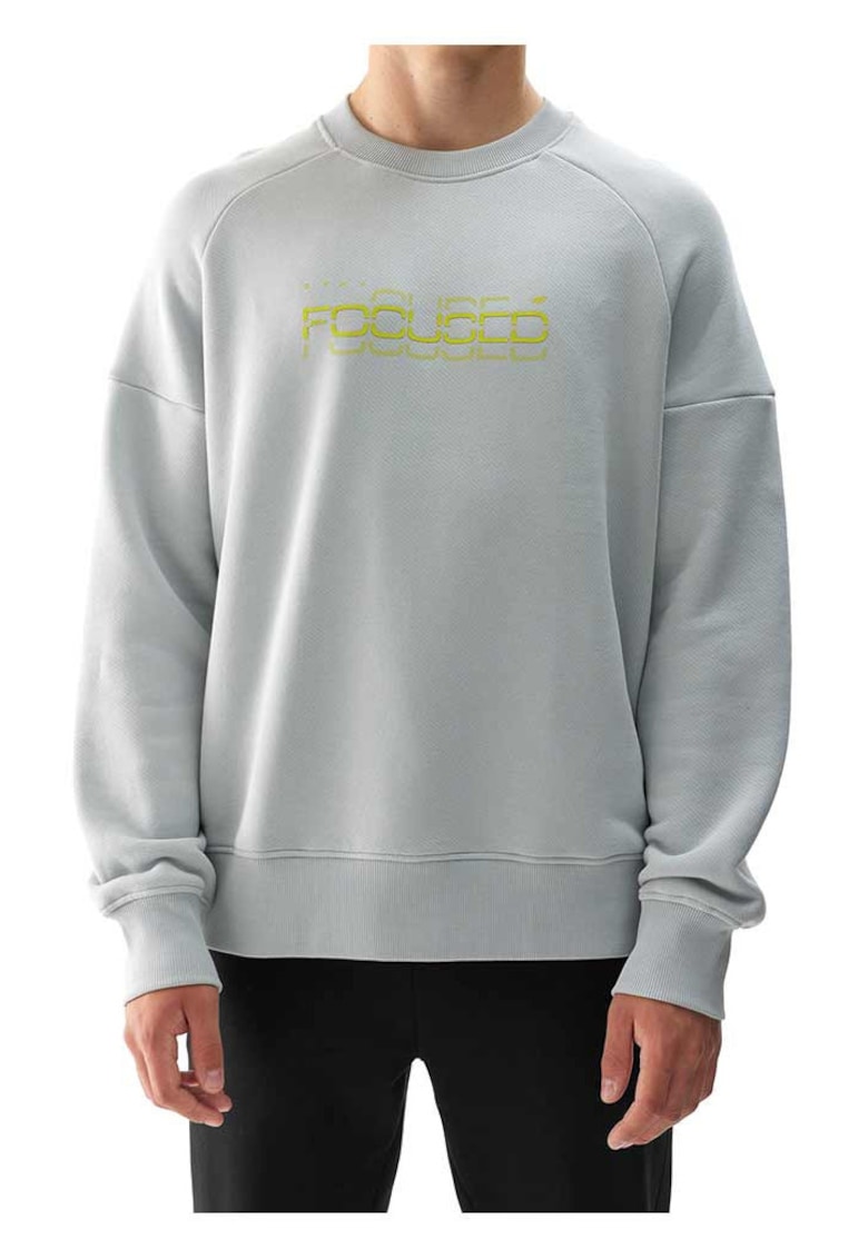 Bluza barbati casual si sportiv - bumbac - cu garnituri la mansete si baza - Gri