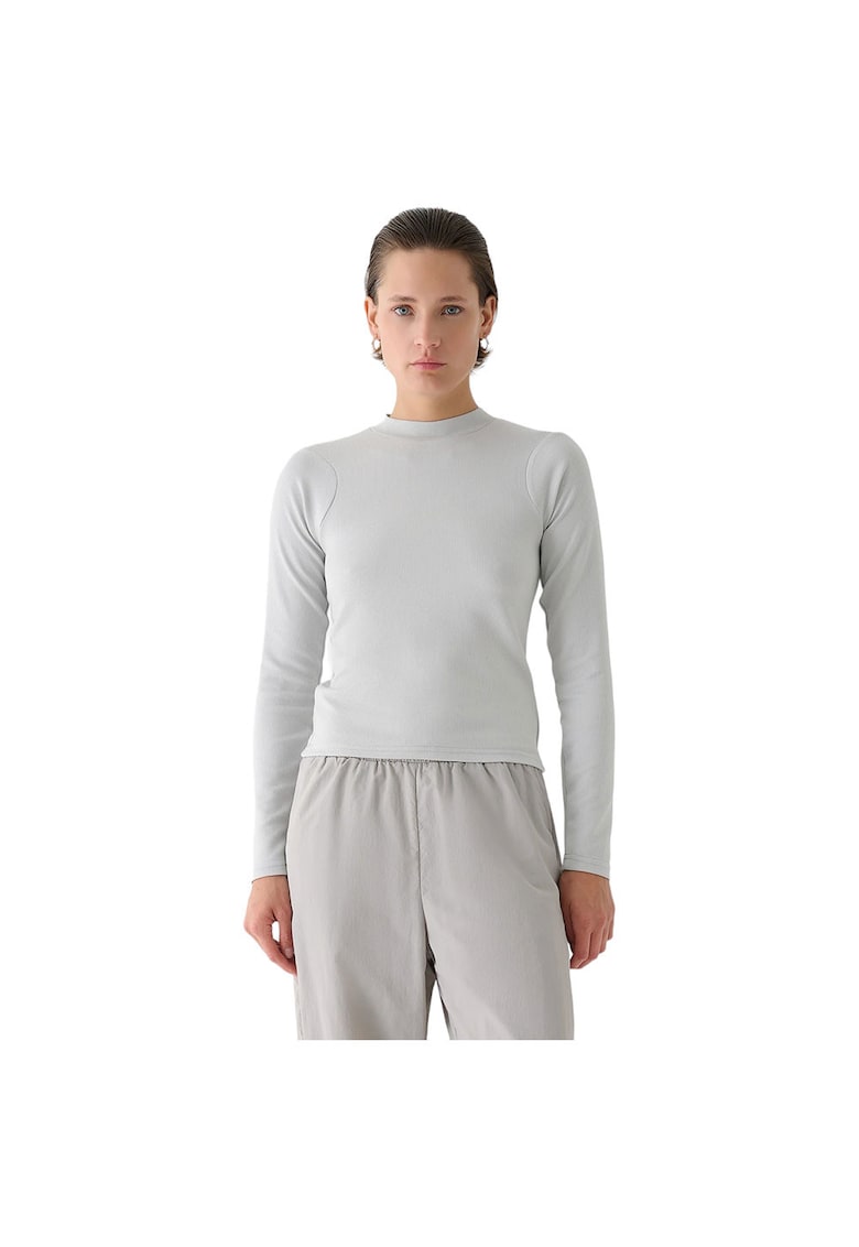 Bluza sport dama maneca lunga - gri - poliester-modal-elastan