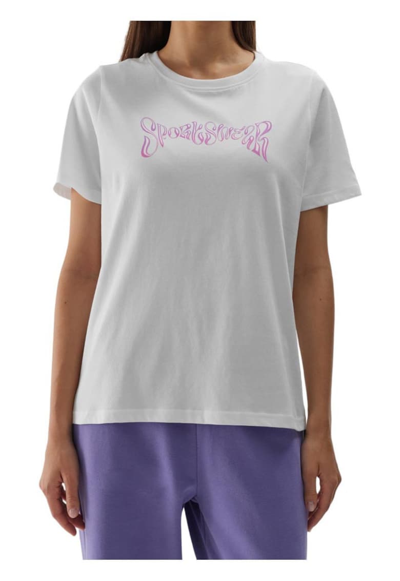 Tricou dama croiala regulata - decolteu rotund - bumbac - alb