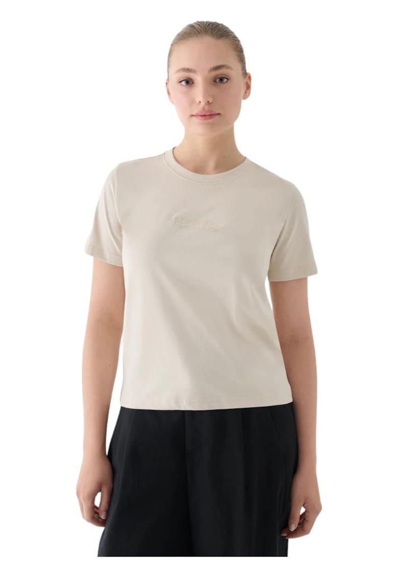 Tricou dama design discret - bumbac - jersey tricotat - bej