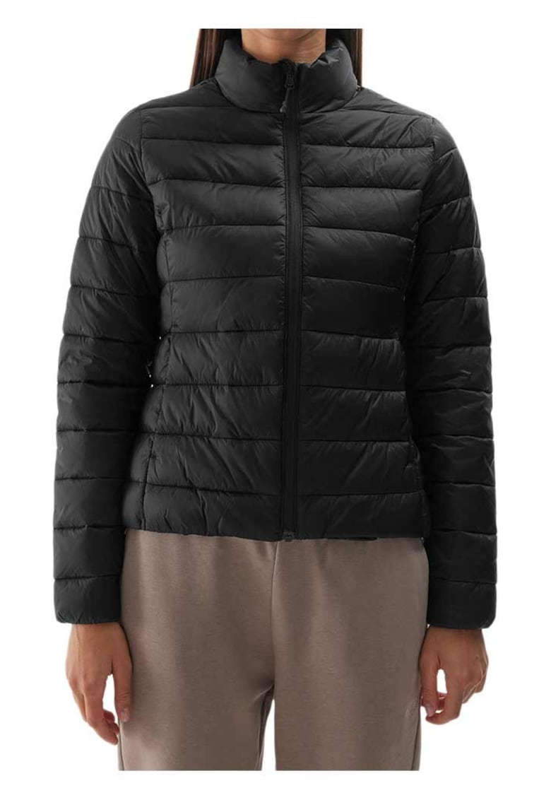 Jacheta de puf neagra - poliamida - hidrofuga - cu buzunare - pentru femei