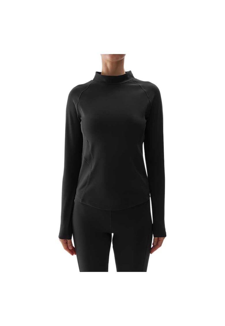 Bluza sport maneca lunga - croiala stramta - negru - poliester -