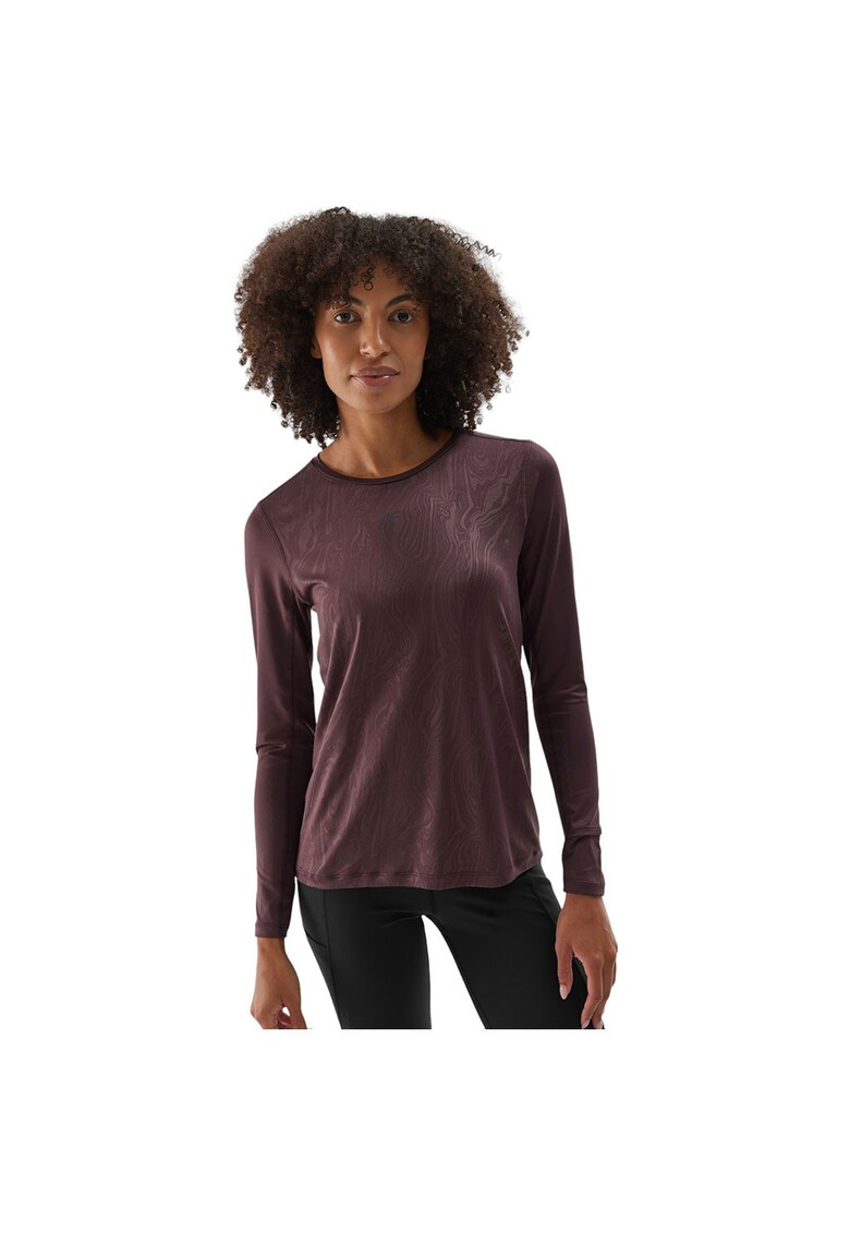 Bluza sport maneca lunga - uscarea rapida - elemente reflectorizante - maro - poliester