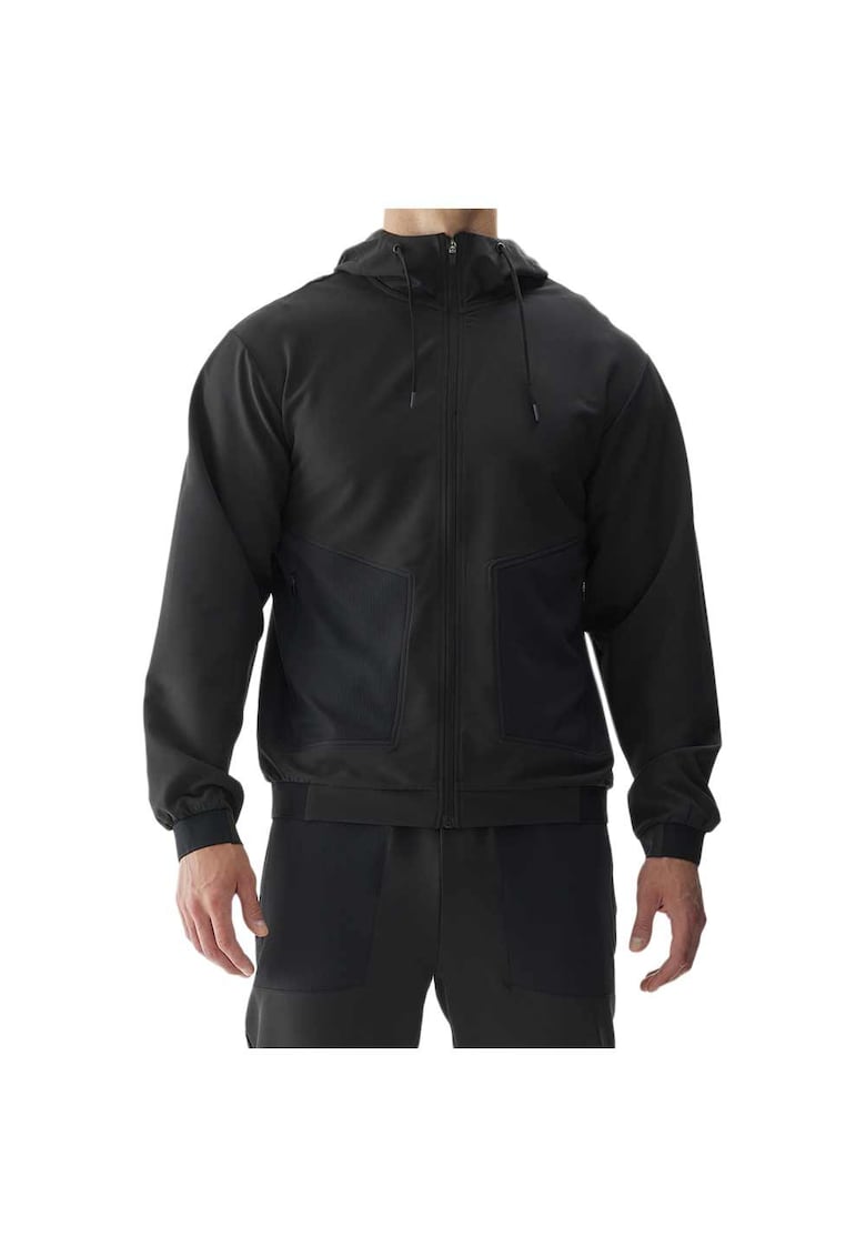 Jacheta barbateasca casual - gluga ajustabila - neagra - poliester