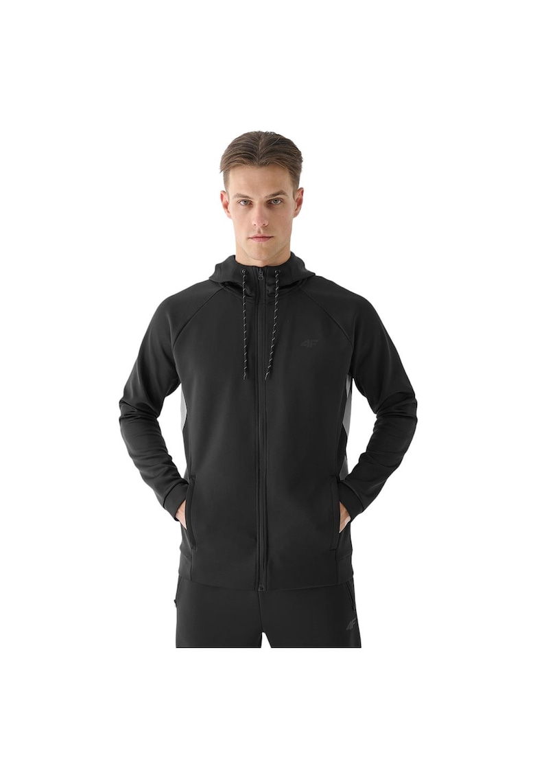 Hanorac sport gluga - uscare rapida - poliester - barbati - negru