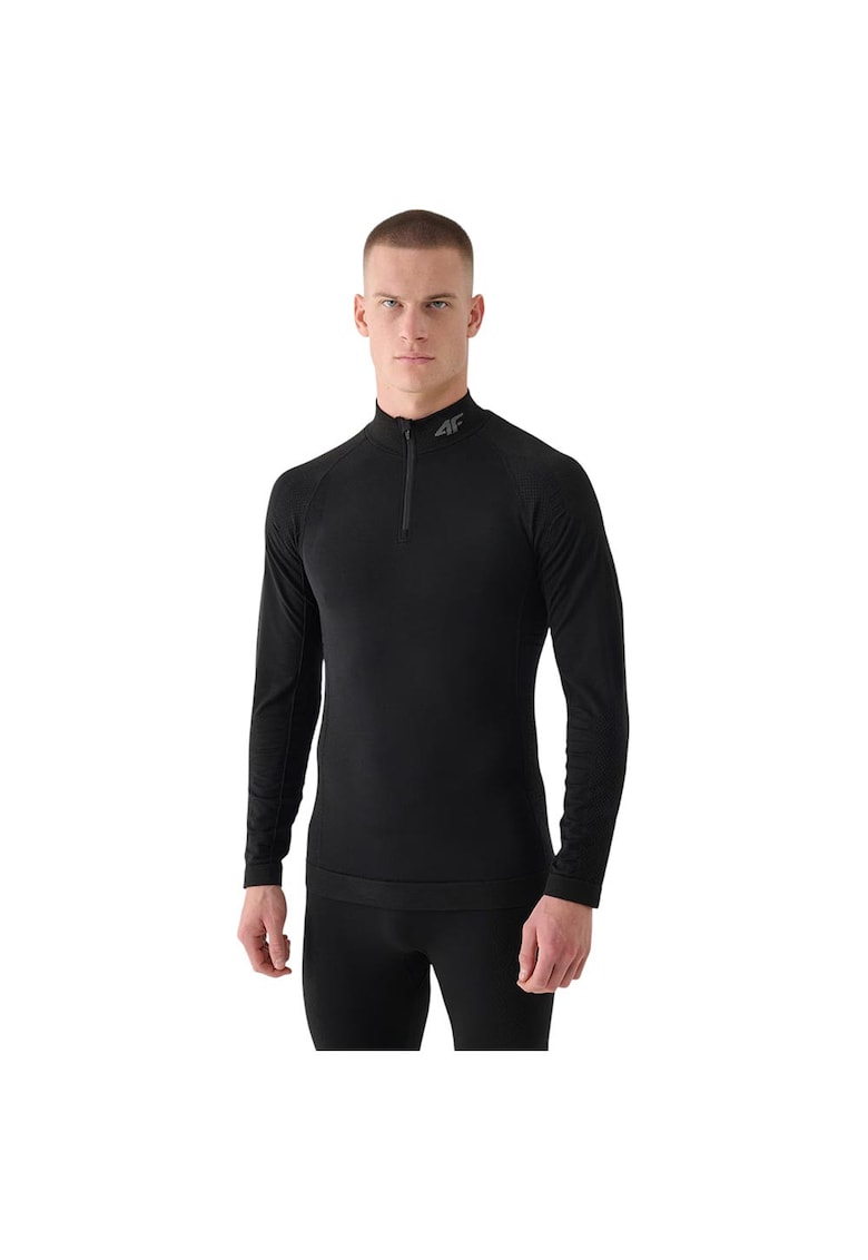 Bluza barbati lana Merino - guler inalt - negru - material hipoalergenic -