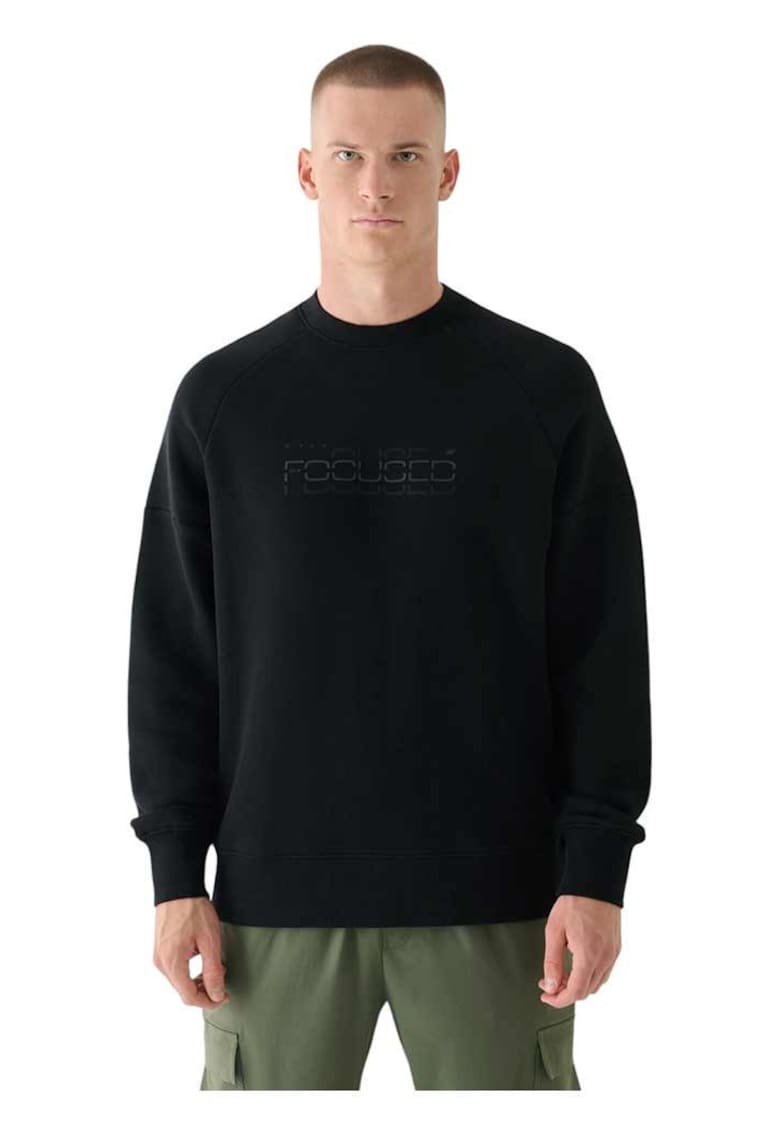 Bluza barbati bumbac - cu garnituri la mansete si baza - negru
