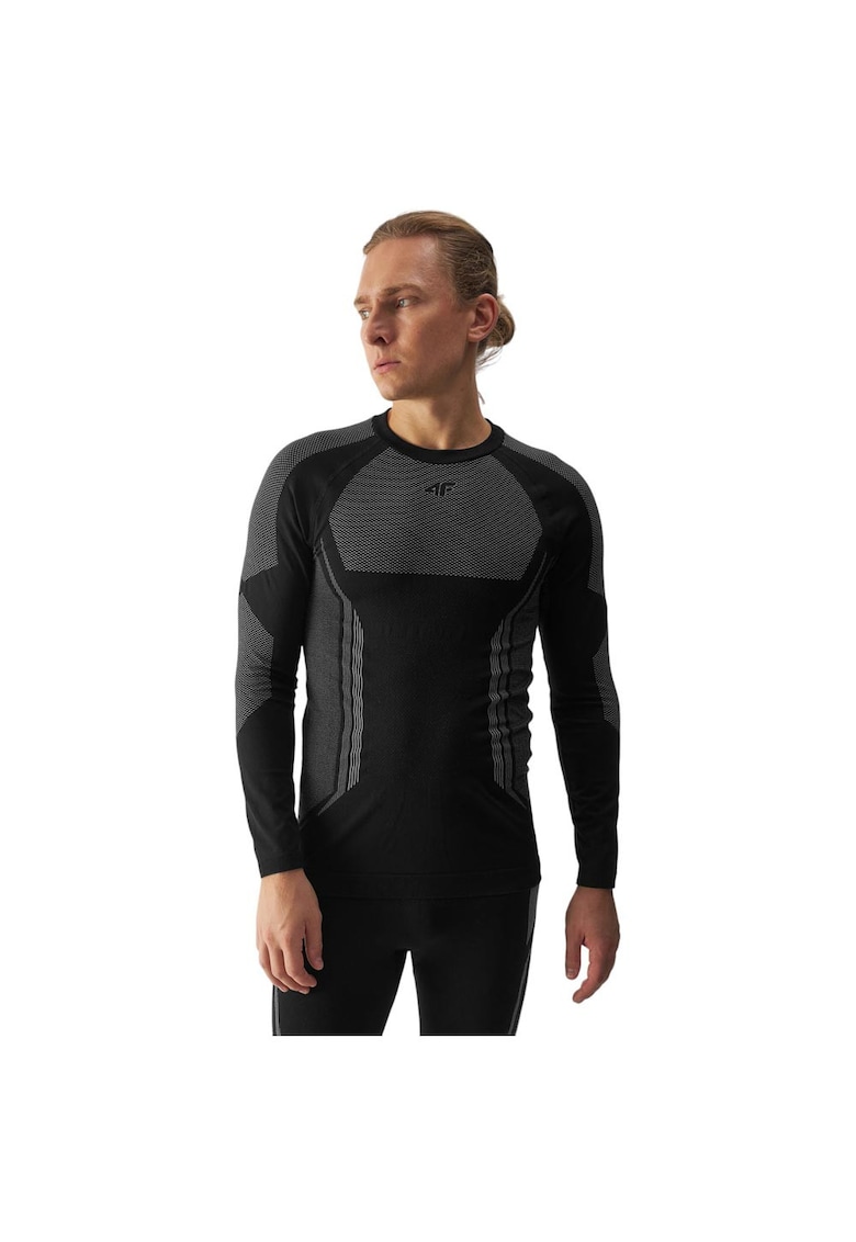 Bluza termica barbati maneca lunga - croiala stramta - negru - poliamida -