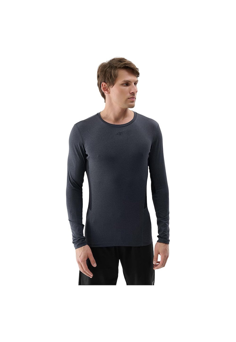 Bluza sport barbati slim fit - decolteu rotund - poliester - gri