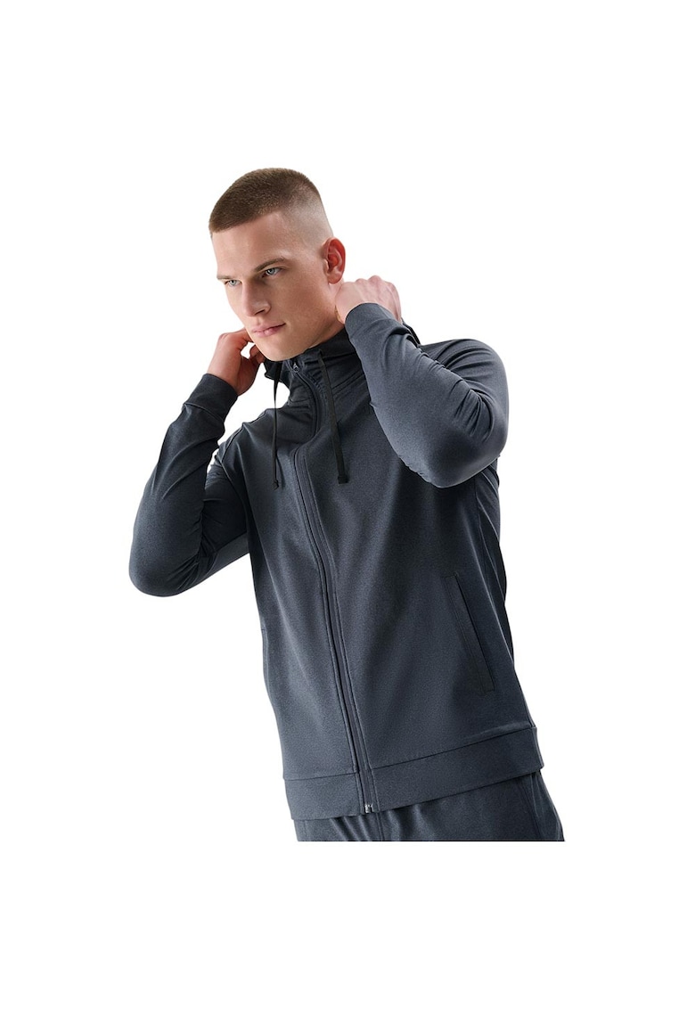 Hanorac barbati impermeabila - cu gluga - microfleece - gri - poliester-elastan
