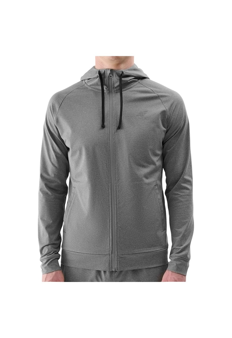 Hanorac barbati - impermeabila - cu gluga - microfleece - gri - poliester-elastan -