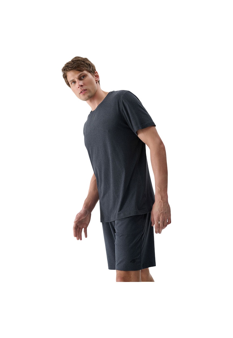 Tricou sportiv barbati maneca scurta - uscare rapida - negru - poliester/elastan