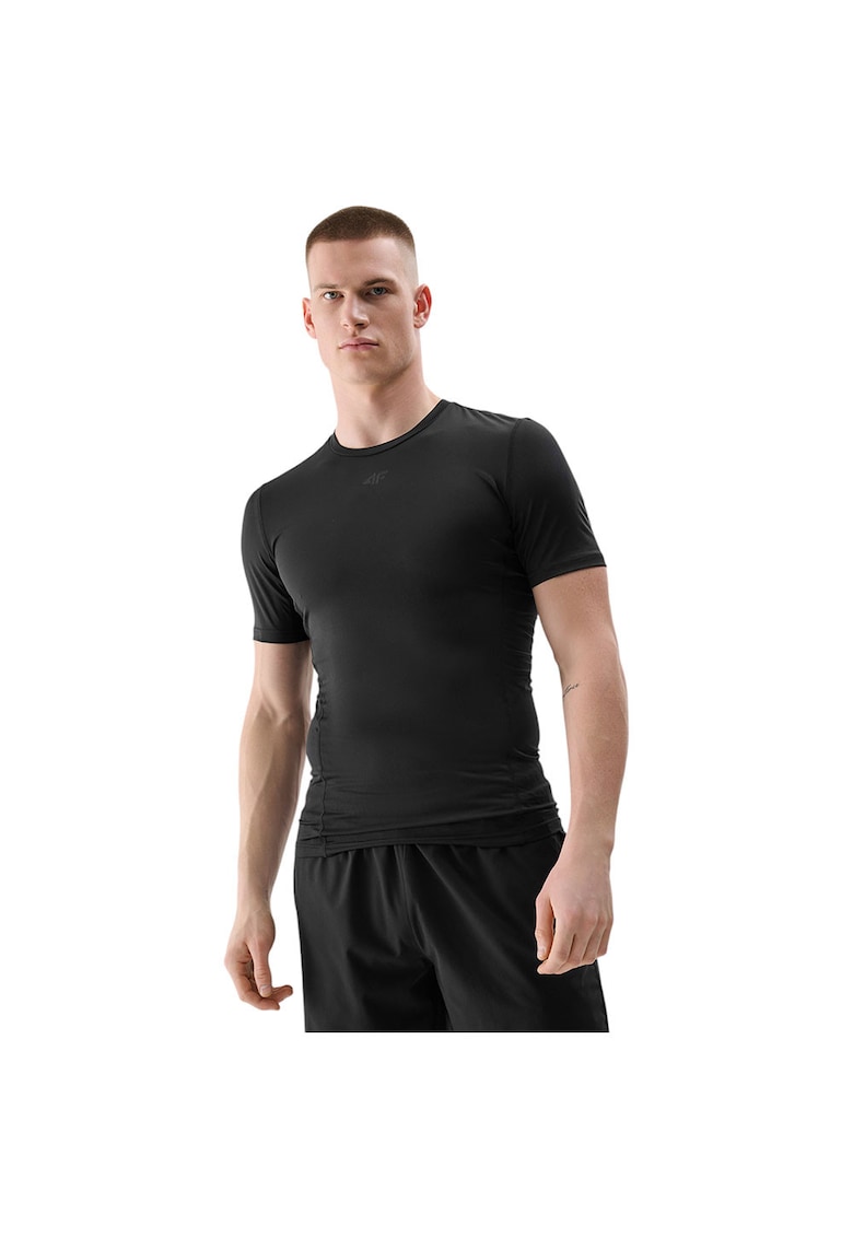Tricou sportiv barbati croiala stramta - negru - poliester-elastan