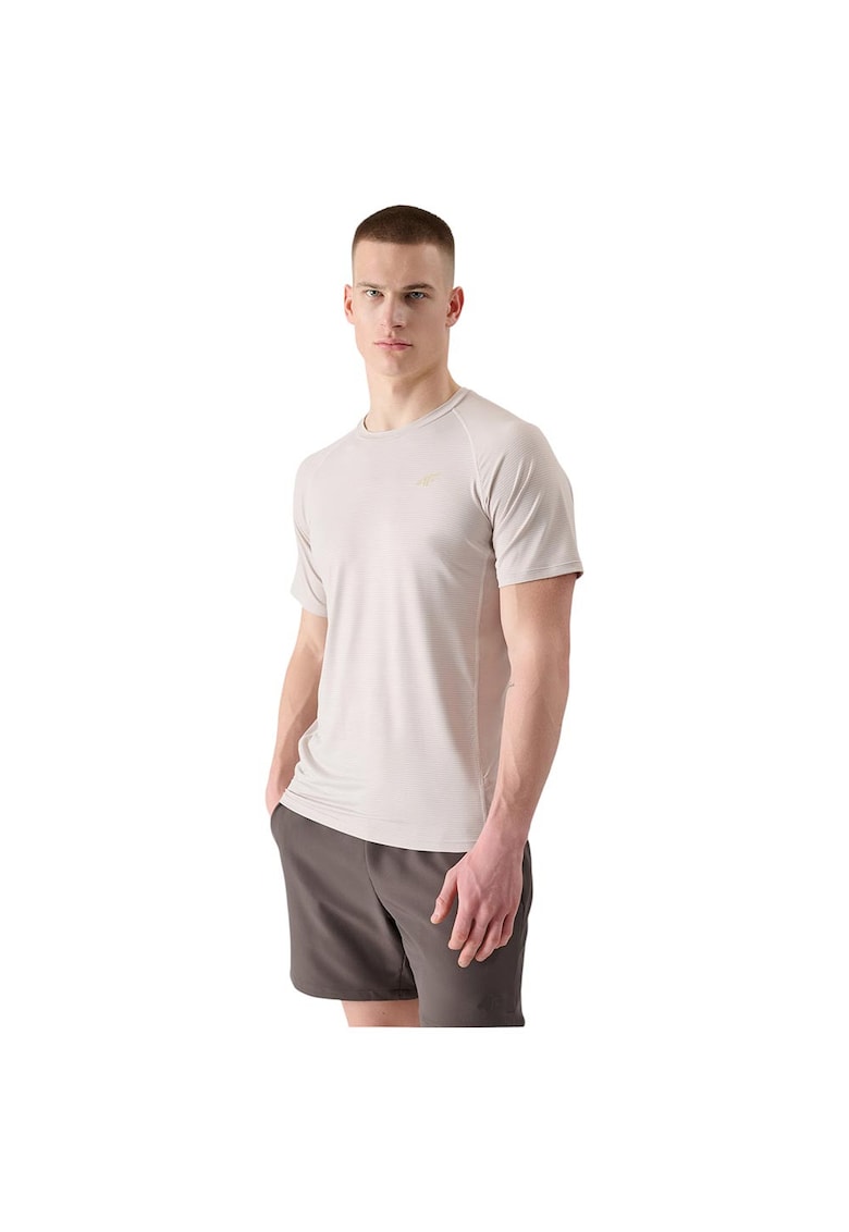 Tricou sportiv functional - slim fit - uscare rapida - bej - poliester-elastan