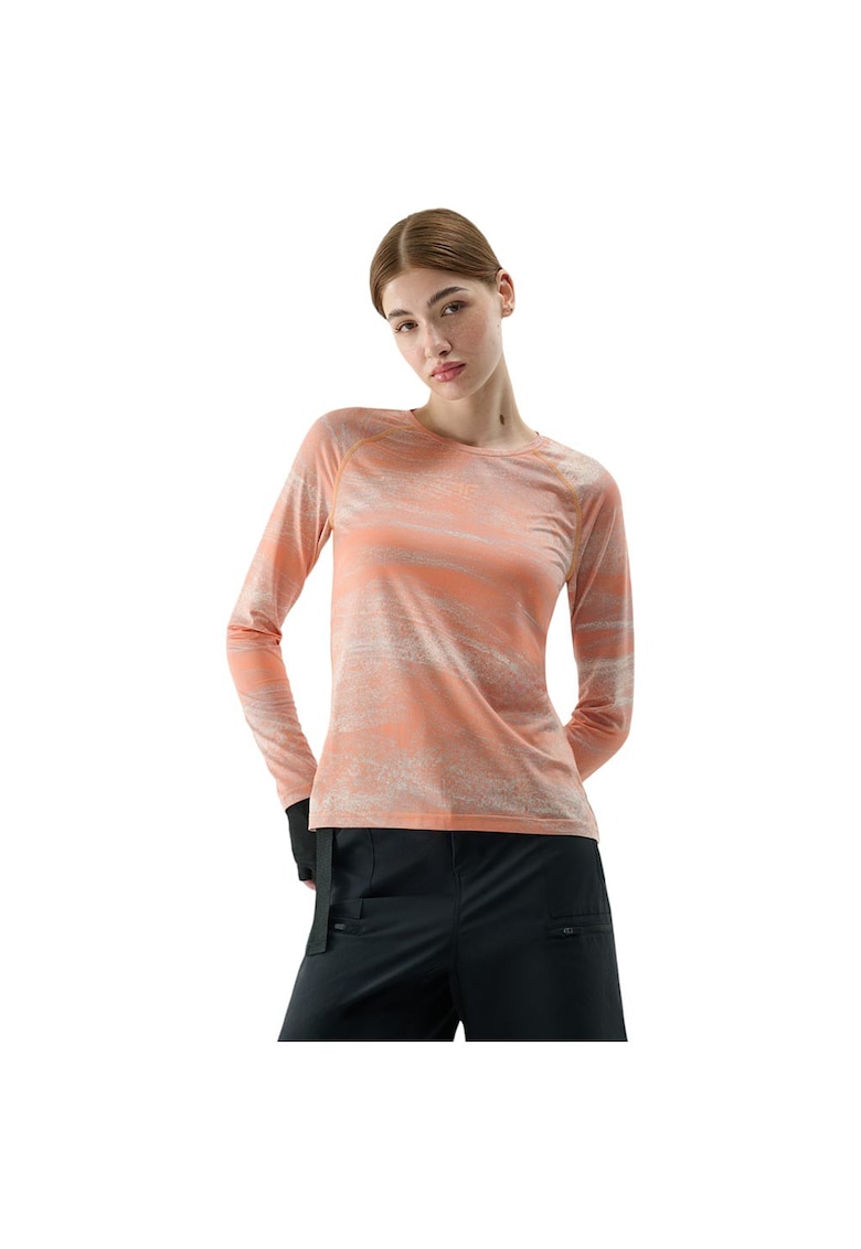 Tricou sport maneca lunga - portocaliu - poliester - pentru fitness