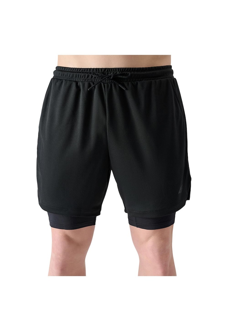 Pantaloni sport barbati 4FWSS25TFSHM0866 - talie elastica - doua buzunare - poliester - negru -