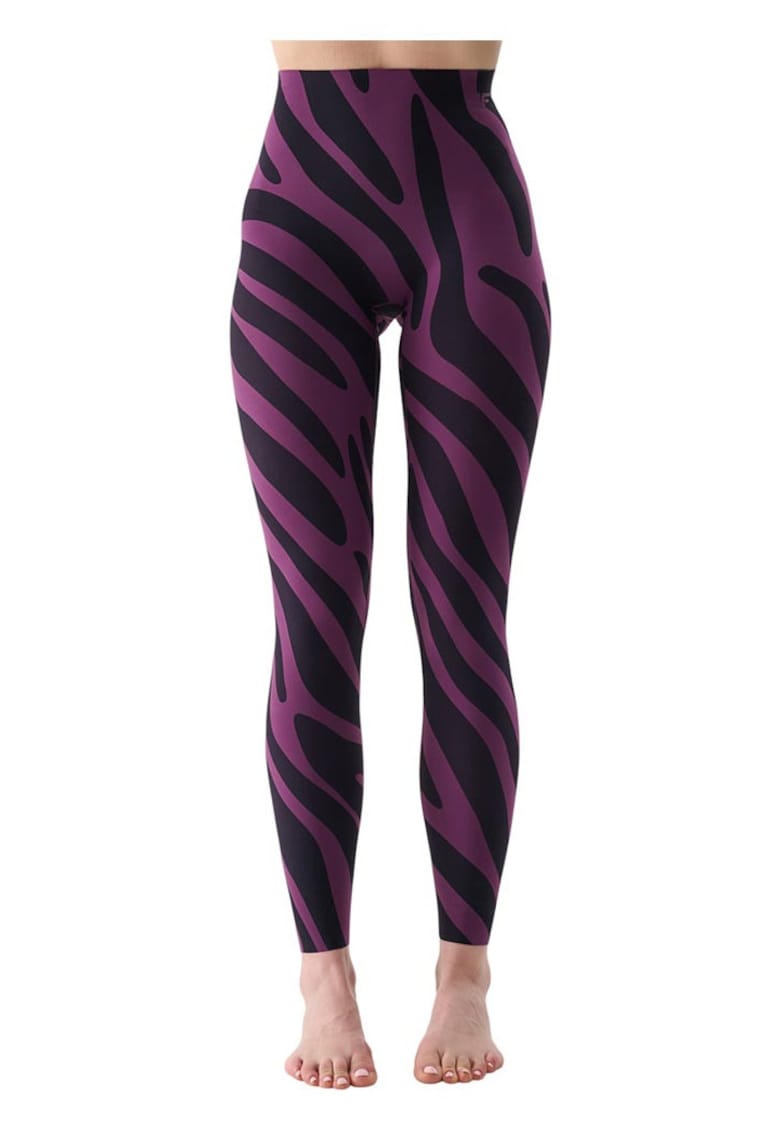 Colanti functionali slim - talie inalta - negru/visiniu - material elastic