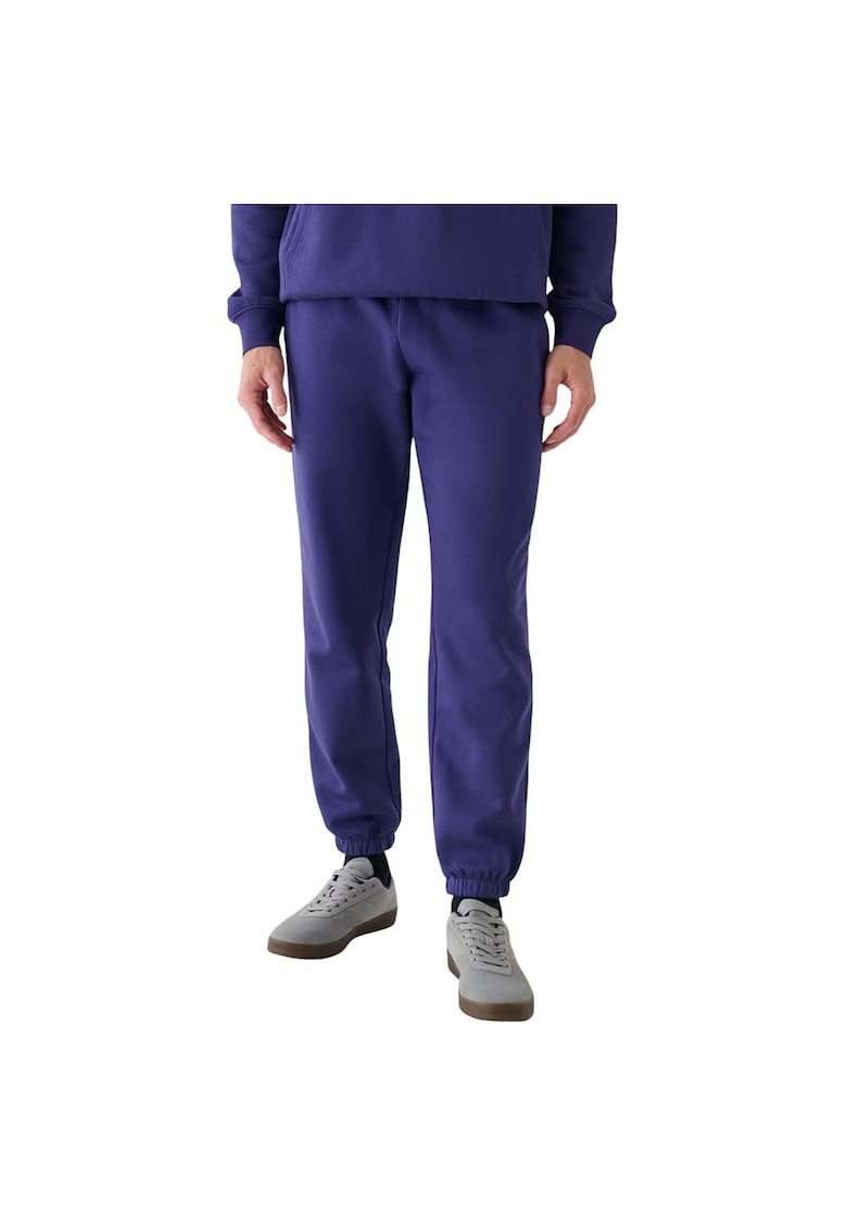 Pantaloni sport barbatesti bleumarin - interior pufos - talie elastica - garnituri elastice -