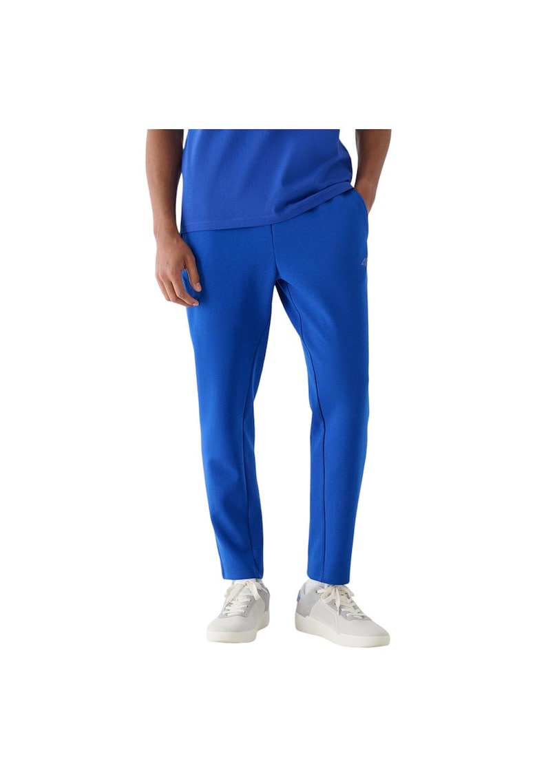 Pantaloni sport barbati talie elastica - buzunare laterale - albastru - bumbac/poliester/elastan