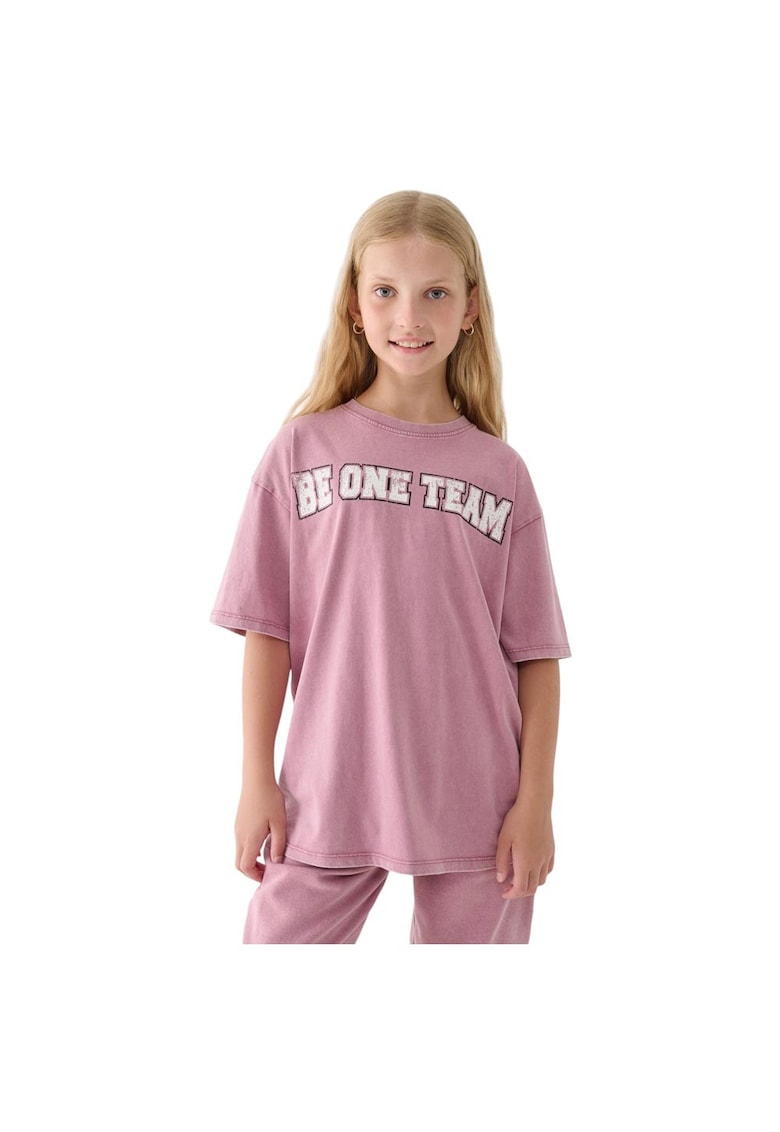 Tricou copii maneca scurta - roz - bumbac - 4FJRAW24TTSHF2123