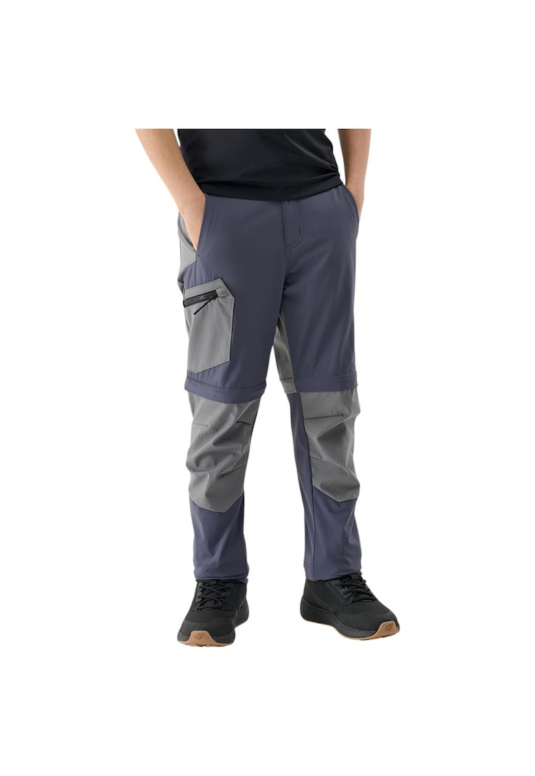 Pantaloni sport copii trekking - picioare detasabile - uscare rapida - poliamida/elastan - gri -