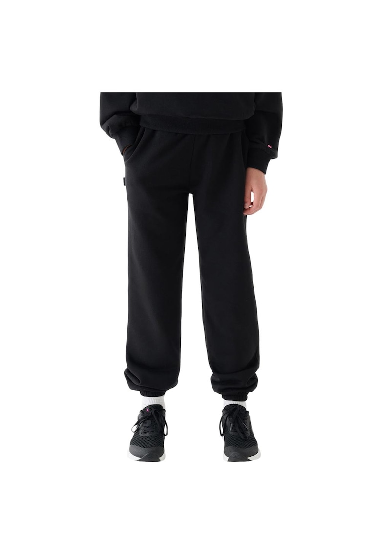 Pantaloni sport copii talie elastica - poliester/bumbac - negru