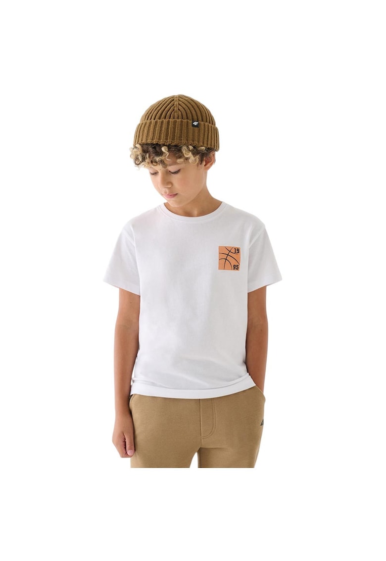 Tricou copii maneca scurta - croiala regulata - alb - bumbac - 4FJRAW24TTSHM2116