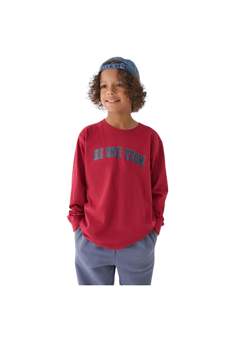 Bluza pentru copii 4FJRAW24TLONM403 - cu maneca lunga - decolteu rotund - bumbac - rosu