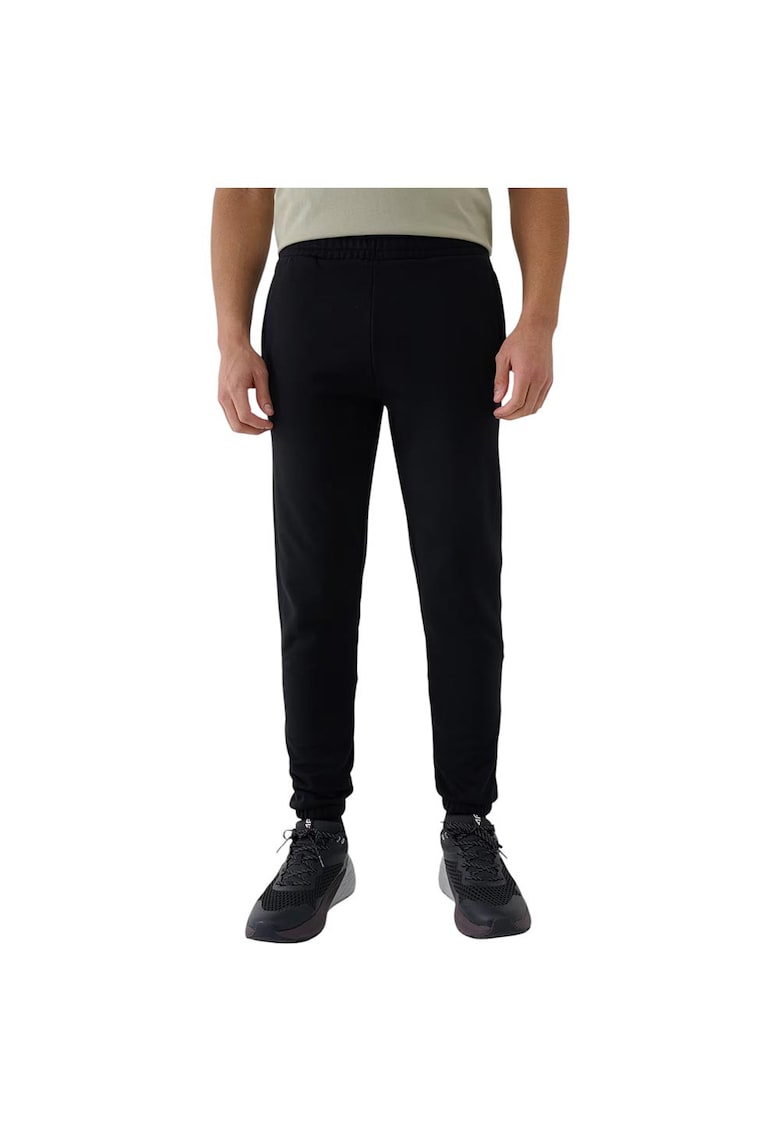 Pantaloni sport barbati Jogger - talie elastica - buzunare laterale - French Terry - negru -