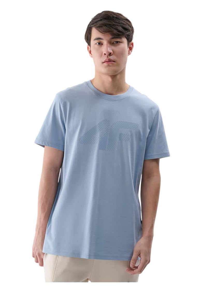 Tricou cu maneca scurta barbati - albastru - bumbac