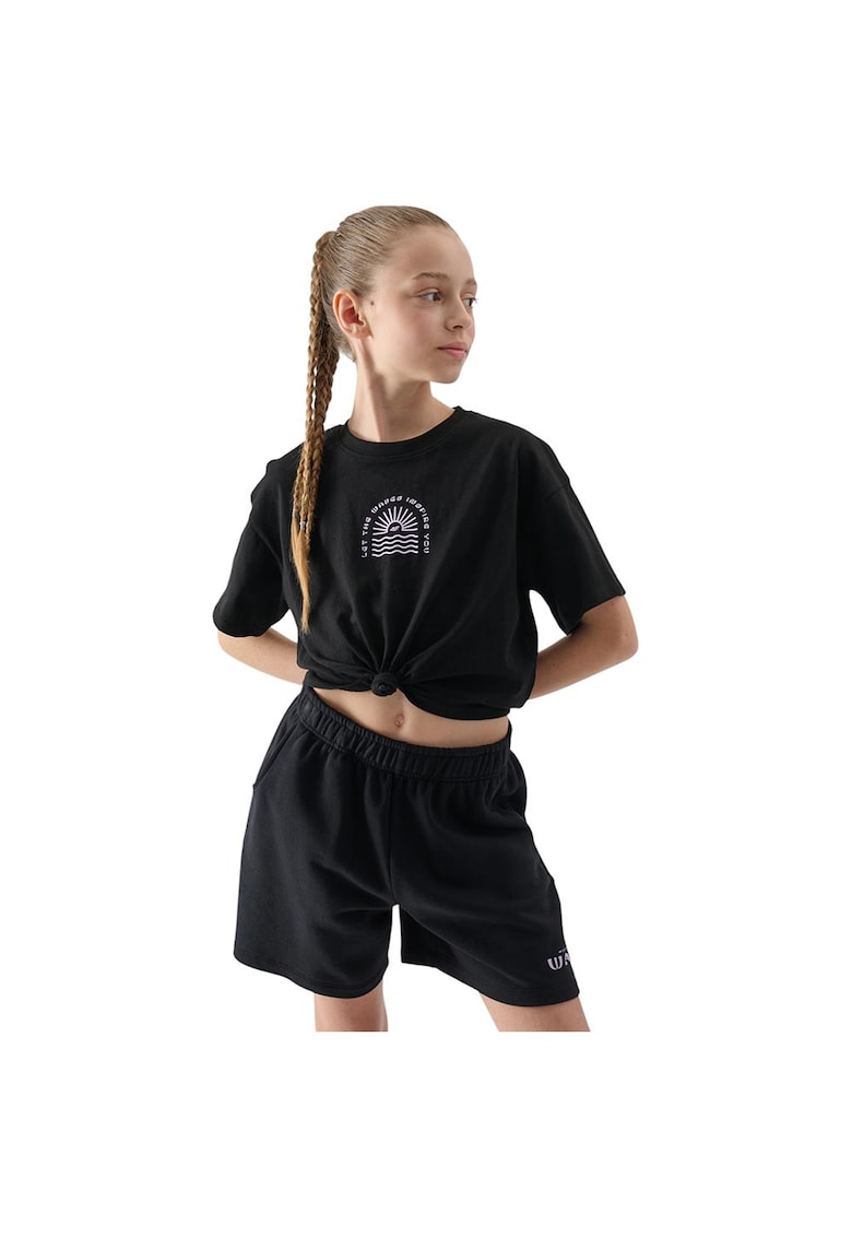 Tricou copii scurt - maneca scurta - negru - bumbac - 4FJWSS25TTSHF1872