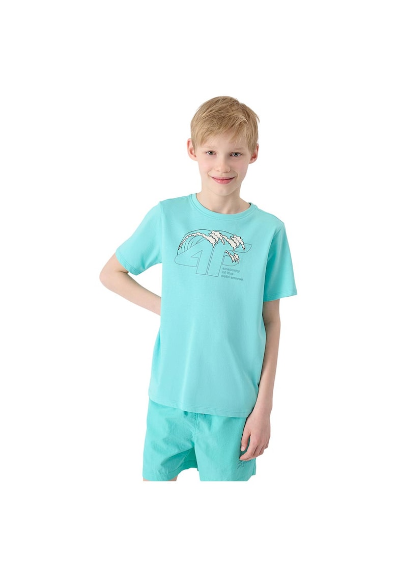 Tricou copii maneca scurta - turcoaz - bumbac