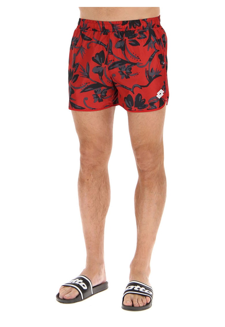 Costum de baie scurt pentru barbati - rosu - material usor - talie elastica cu snur