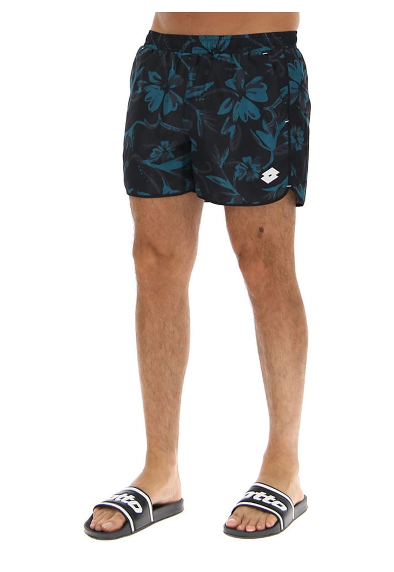 Costum de baie scurt pentru barbati - model Short Beach PRT3 PL - negru si verde - material usor - uscare rapida -